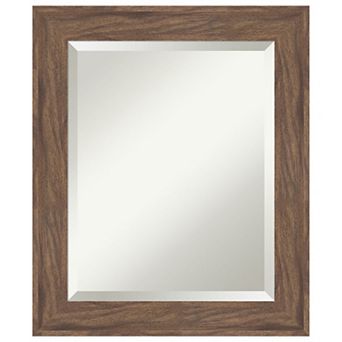Pia Medium BRN Beveled Framed Bathroom Vanity Wall Mirror