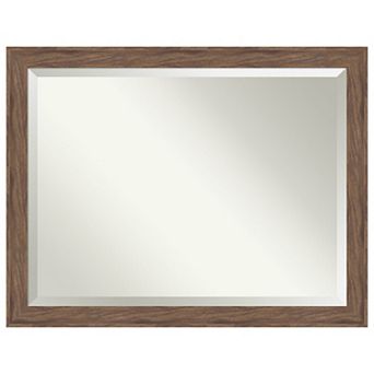 Pia Medium BRN Beveled Framed Bathroom Vanity Wall Mirror