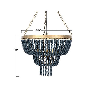 Hello Honey 2-Tier Draped Wood Bead Chandelier