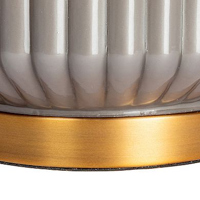 Hello Honey Ribbed Glass Table Lamp with Tapered Drum Shade