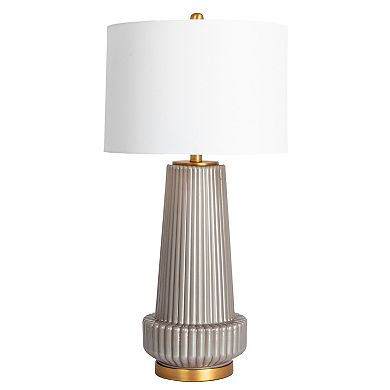 Hello Honey Ribbed Glass Table Lamp with Tapered Drum Shade