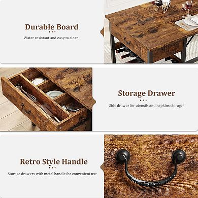 Farmhouse Dining Table Set for 4, Kitchen Dining Table Set with Upholstered Benches