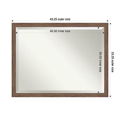 Pia Medium BRN Narrow Beveled Framed Bathroom Vanity Wall Mirror