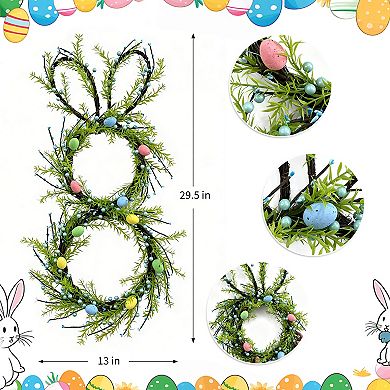 30" Spring Easter Wreath with Colorful Eggs, Greenery Artificial Rabbit Decor for Outside Wall