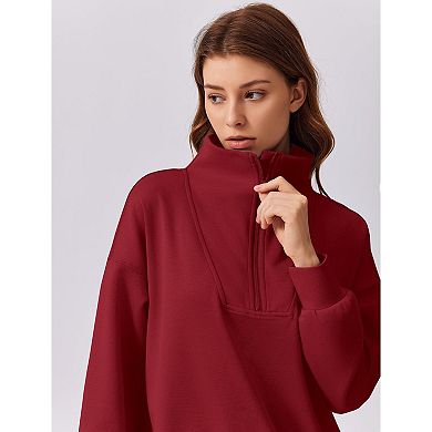 Pinspark Women's 2 Piece Outfit Quarter Zip Sweatshirt & Wide Leg Sweatpants Lounge Tracksuit