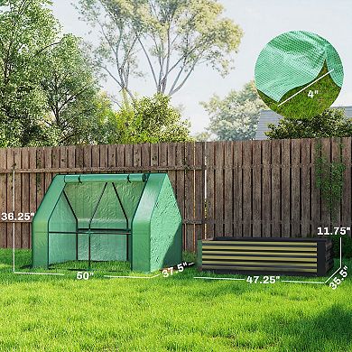 Outsunny Raised Garden Bed with Greenhouse