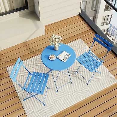 Bistro Table and Chairs Set, 3 Piece Folding Patio Bistro Chair with Table, Weather-Resistant
