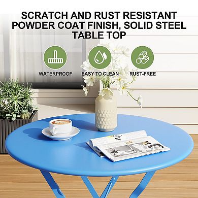 Bistro Table and Chairs Set, 3 Piece Folding Patio Bistro Chair with Table, Weather-Resistant
