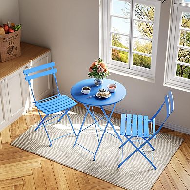 Bistro Table and Chairs Set, 3 Piece Folding Patio Bistro Chair with Table, Weather-Resistant