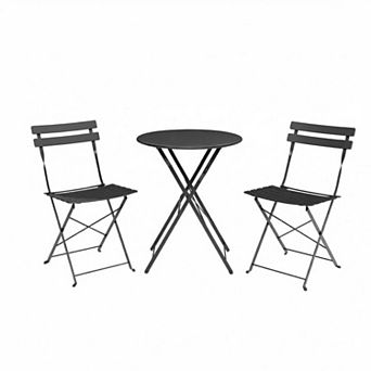 Bistro Table and Chairs Set, 3 pc Folding Patio Bistro Chair with Table, Weather-Resistant