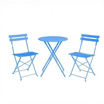 Bistro Table and Chairs Set, 3 pc Folding Patio Bistro Chair with Table, Weather-Resistant