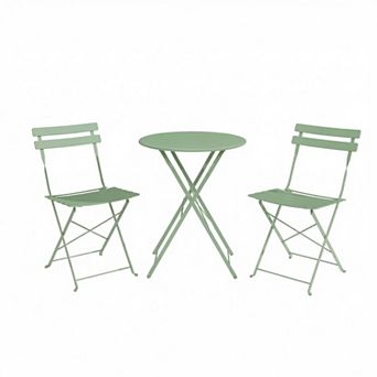 Bistro Table and Chairs Set, 3 pc Folding Patio Bistro Chair with Table, Weather-Resistant
