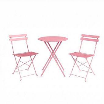 Bistro Table and Chairs Set, 3 pc Folding Patio Bistro Chair with Table, Weather-Resistant