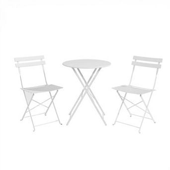 Bistro Table and Chairs Set, 3 pc Folding Patio Bistro Chair with Table, Weather-Resistant