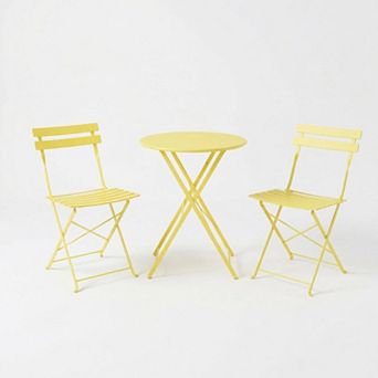 Bistro Table and Chairs Set, 3 pc Folding Patio Bistro Chair with Table, Weather-Resistant