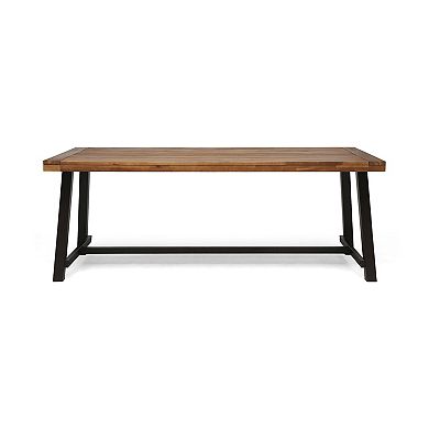 Outdoor Dining Table Large Acacia Wood & Metal Table, Seats up to 8