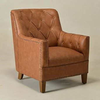 Top-Grain Genuine Leather Upholstered Armchair