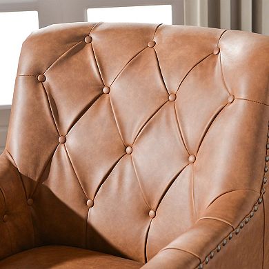 Top-Grain Genuine Leather Upholstered Armchair
