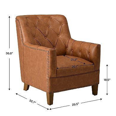 Top-Grain Genuine Leather Upholstered Armchair