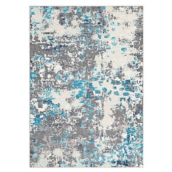 Modern Abstract Area Rug Machine Washable Low Pile Stain Resistant Carpet for Dining Room Bathroom