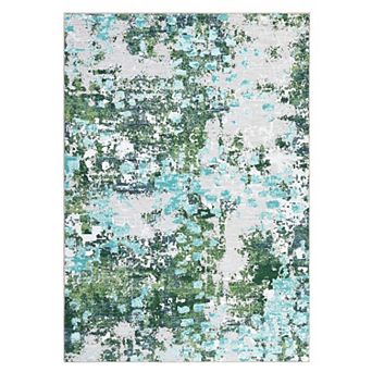Modern Abstract Area Rug Machine Washable Low Pile Stain Resistant Carpet for Dining Room Bathroom
