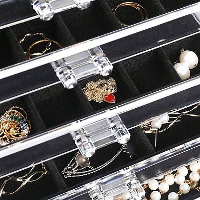 Acrylic Jewelry Organizer with 5 Drawers for Women - Velvet Trays, Stackable, Perfect Gift