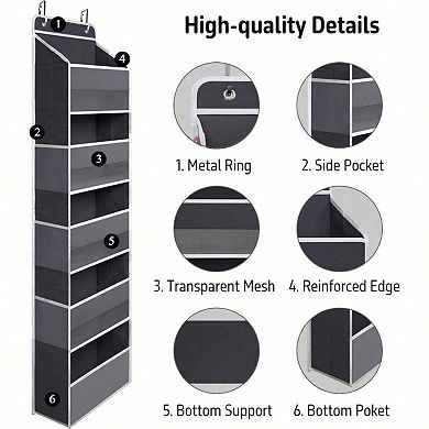 Over Door Organizer, 5 Large Pockets, 6 Mesh Pockets, Heavy Duty, Eco Friendly, Easy Install