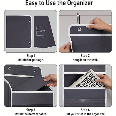 Over Door Organizer, 5 Large Pockets, 6 Mesh Pockets, Heavy Duty, Eco Friendly, Easy Install