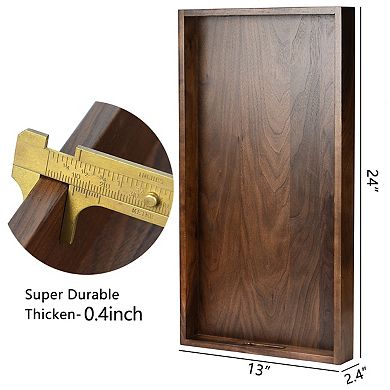 Rectangle Black Walnut Solid Wood Serving Tray Ottoman Tray