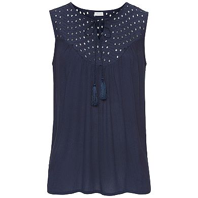Lascana Women's Sleeveless Eyelet Top
