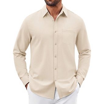 COOFANDY Mens Button Down Shirt Casual Untucked Shirts Long Sleeve Dress Shirt with Pocket