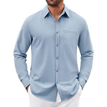 COOFANDY Mens Button Down Shirt Casual Untucked Shirts Long Sleeve Dress Shirt with Pocket