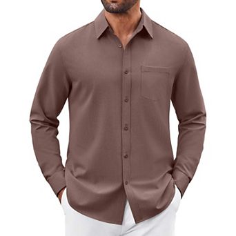 COOFANDY Mens Button Down Shirt Casual Untucked Shirts Long Sleeve Dress Shirt with Pocket