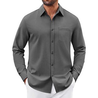 COOFANDY Mens Button Down Shirt Casual Untucked Shirts Long Sleeve Dress Shirt with Pocket
