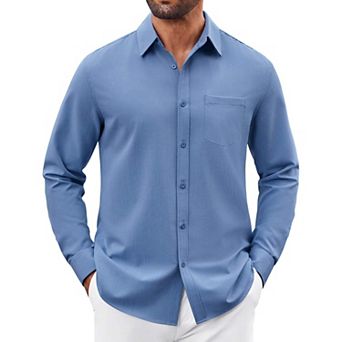 COOFANDY Mens Button Down Shirt Casual Untucked Shirts Long Sleeve Dress Shirt with Pocket