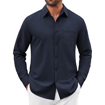 COOFANDY Mens Button Down Shirt Casual Untucked Shirts Long Sleeve Dress Shirt with Pocket