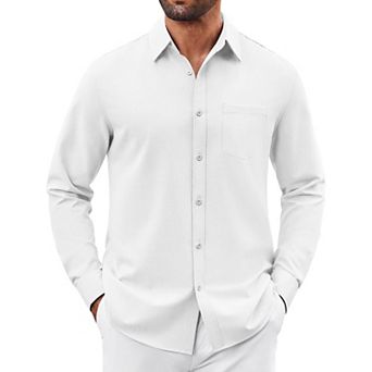 COOFANDY Mens Button Down Shirt Casual Untucked Shirts Long Sleeve Dress Shirt with Pocket