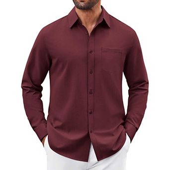 COOFANDY Mens Button Down Shirt Casual Untucked Shirts Long Sleeve Dress Shirt with Pocket