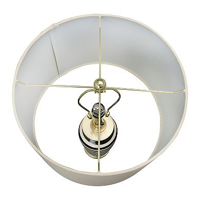 Hello Honey Striped Ceramic Table Lamp with Brushed Gold Accents, Black and White