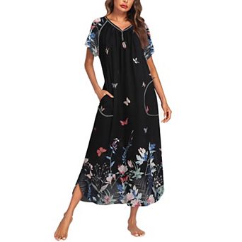 Ekouaer Long Nightgown Women's Loungewear Short Sleeve Sleepwear Full Length Sleep Shirt