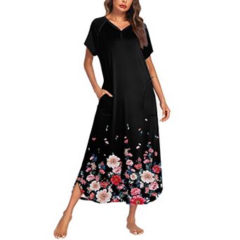 Ekouaer Long Nightgown Women's Loungewear Short Sleeve Sleepwear Full Length Sleep Shirt