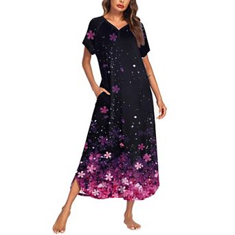 Ekouaer Long Nightgown Women's Loungewear Short Sleeve Sleepwear Full Length Sleep Shirt