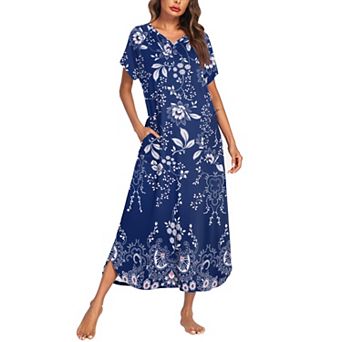 Ekouaer Long Nightgown Women's Loungewear Short Sleeve Sleepwear Full Length Sleep Shirt