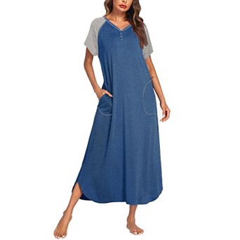 Ekouaer Long Nightgown Women's Loungewear Short Sleeve Sleepwear Full Length Sleep Shirt