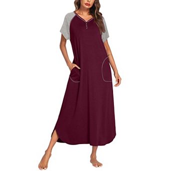 Ekouaer Long Nightgown Women's Loungewear Short Sleeve Sleepwear Full Length Sleep Shirt
