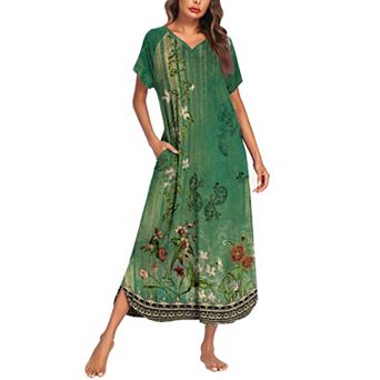 Ekouaer Long Nightgown Women's Loungewear Short Sleeve Sleepwear Full Length Sleep Shirt