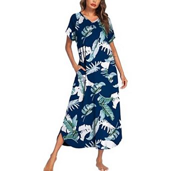 Ekouaer Long Nightgown Women's Loungewear Short Sleeve Sleepwear Full Length Sleep Shirt