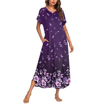 Ekouaer Long Nightgown Women's Loungewear Short Sleeve Sleepwear Full Length Sleep Shirt