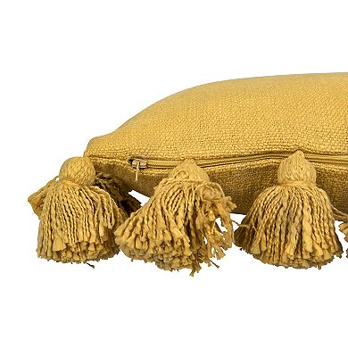 Hello Honey Woven Cotton Slub Pillow with Tassels
