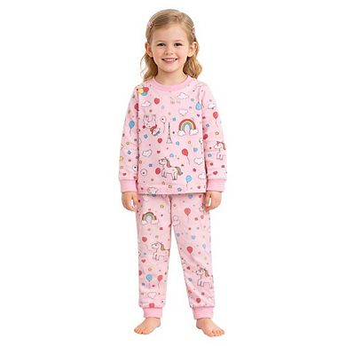 Kids Toddler Girl Long Sleeve Pajamas Set Snug Fit Soft & Stylish Cozy Comfortable Sleepwear Sets